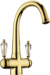 Смеситель Omoikiri Okinawa-G Латунь/Золото/ Прозрачный Кристалл