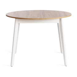 Раздвижной овальный стол SVELTO ЛДСП, опора-массив березы, 105 х 105 (140) х 74.5 см, Дуб Вотан/белый