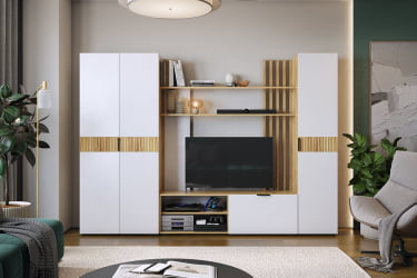 Гостиная ГК02Бери дуб крафт золотой/белое дерево