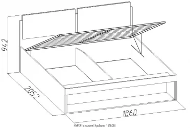 Двуспальная кровать с подъёмным механизмом 1 (1800) HYPER Палисандр/Венге (спальня)