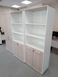 Шкаф 4 широкий верх открытый, низ закрытый Deka 10.19.111 Дуб Сантана светлый/Белый