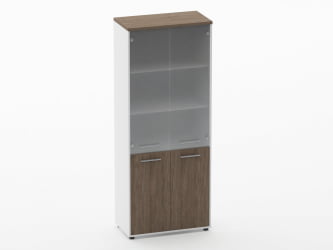 Шкаф 4 широкий верх стеклянные двери, низ закрытый Deka 10.19.171 Дуб Верцаска/Белый