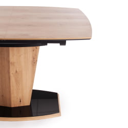 Стол FANCY МДФ HPL/стекло, 120-160х85х75 см, Дуб артисан/Черный