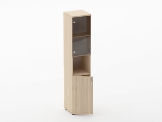 Шкаф высокий со стеклом и нишей Глассй 6.19.14Л Орех / Glassy