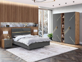 Стол с надстройкой (лев/прав) Монако 902.301 Дуб Вотан Оникс Графит