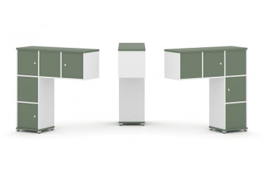 Надставка на стол низкая двухсторонняя + задняя стенка (5 шт.) + распашной фасад (5 шт.) CONCEPT CN.DNN-007 Кобо Белый бриллиант Белый металл