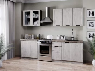 Шкаф кухонный 800 высокий со стеклом Джамис ЛД 296.460.000.072 Черный Белый камень