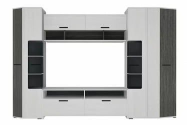 Классическая стенка в гостиную Элена Лайт 1 Ясень Черный Бодега Белый