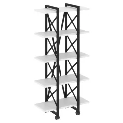 Стеллаж на колесных опорах - 5 полок LOFT VR.L-MST.K-5.4V Металл черный Белый Бриллиант