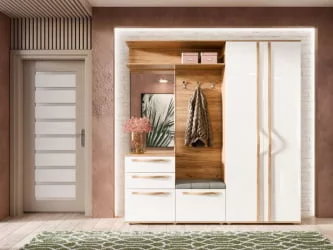 Вешалка с обувницей Марта-2 ЛД 136.040.000 Дуб золотой Белый глянец