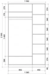 Шкаф-купе с фотопечатью Хит-23-14-77 Орхидея Ясень шимо светлый