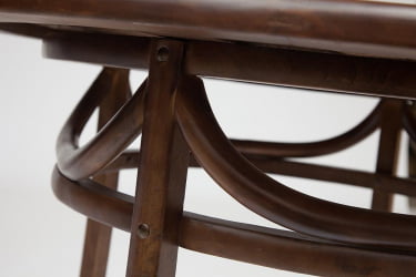Круглый стол из стекла THONET(mod.T9032-100) дерево береза/стекло, диаметр 100 см, высота 76 см, Темный Орех