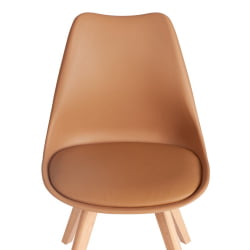 Дизайнерский стул TULIP (mod. 73-1) дерево/пластик/экокожа, 47,5x55x80 см, Бежевый (Latte)
