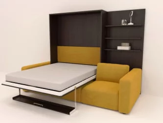 Диван кровать-трансформер Смарт 1 с пуфом 3-в-1 1400 правый Белая шагрень