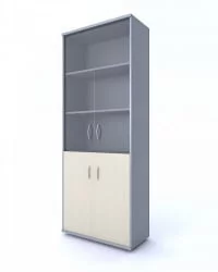 Шкаф со стеклянными дверьми СТ-1.2 Клен/металлик