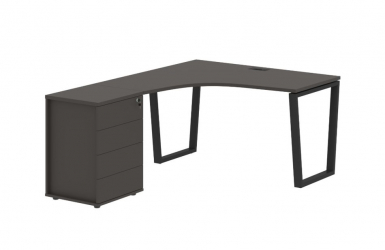 Стол эргономичный с тумбой левый EDIS EVCET 1318 L Мокко Черный