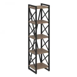 Стеллаж на регулируемых опорах - 5 полок ЛОФТ ВР.Л-МСТ.О-5.4 Металл черный Дуб Аризона / LOFT VR.L-MST.O-5.4