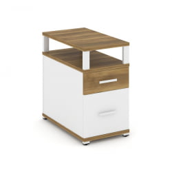 Тумба опорная/приставная с ящиком, распашным фасадом и надставкой CОНCЕПТ CН.ТГП-002 Б/В Сандал Янтарный Белый бриллиант Белый / CONCEPT CN.TGP-002 B/W