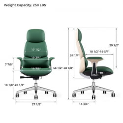 Эргономичное компьютерное кресло руководителя Eureka OC21 Paulo (Nappa кожа), зеленое
