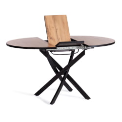 Раздвижной стол MANZANA ЛДСП/HPL/металл, 100 х 100+30 х 75 см, Дуб Вотан/черный