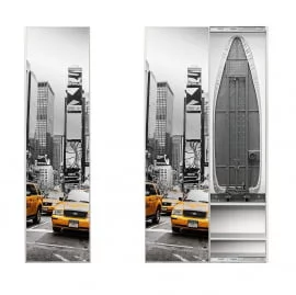 Узкий шкаф-купе в прихожую Iron Box Print (левый, купе) Венге