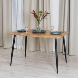 Обеденный стол PLUTO ЛДСП/металл, 120x80x77 см, Дуб вотан/Черный