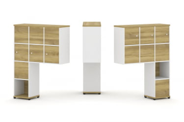 Надставка на стол высокая двухсторонняя + задняя стенка (8 шт.) + распашной фасад (6 шт.) CONCEPT CN.DNV-009 Дуб Винченцо Белый бриллиант Черный металл