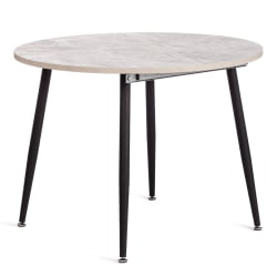 Раздвижной овальный стол VELETA ЛДСП/HPL/металл, 100 x 100+40 x 75 см, Дуб Порфир/черный