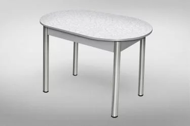 Стол обеденный Овальный ХРОМ 1кат. белый глянец ЛДСП белый