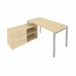 Рабочая станция на П-образном м/к с опорной тумбой левая Метал Сйстем Б.РС-СТС-2.3 Л Акация/Серый / Metal System