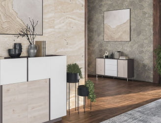 Шкаф-хедлайнер Сирио СР.301.ВФ.ВХ.ДН Вольфрам Дуб Тоскана Белый / Sirio SR.301.WF.WH.DN