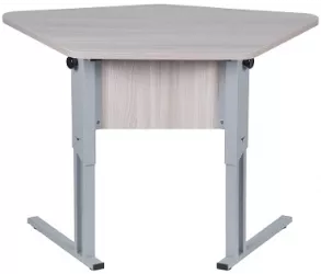 Парта двухместная (рост 6) с трапециевидной столешницей Дуб Вотан/Металл Серый