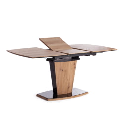 Стол FANCY МДФ HPL/стекло, 120-160х85х75 см, Дуб артисан/Черный