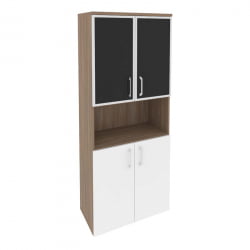 Шкаф высокий широкий ОНИКС О.СТ-1.4Р блаcк Дуб Аризона/Белый / ONIX O.ST-1.4R black