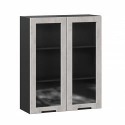 Шкаф кухонный 800 высокий со стеклом Джамис ЛД 296.460.000.072 Черный Белый камень