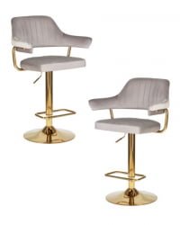 Стул барный ДОБРИН CХАРЛЙ ГОЛД (серый велюр (МДЖ9-75)) 2 шт / DOBRIN CHARLY GOLD (MJ9-75))