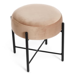 Банкетка AMBER металл, ткань, 41*41*40 см, бежевый/черный