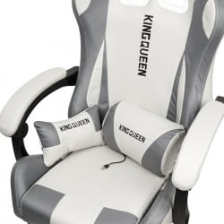 Кресло 907 KINGQUEEN, замша, цвет светло-серый с массажем, арт 907-Rice-White