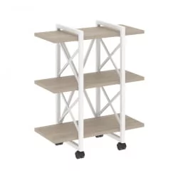 Стеллаж на колесных опорах - 3 полки LOFT  VR.L-MST.K-3.4V Металл белый Дуб Аттик