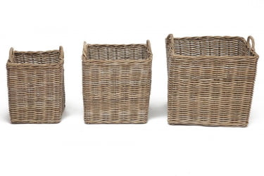 Корзина Secret De Maison Nambo (набор из 3 штук) натуральный ротанг, 57*57*50/58, 47*57*47/55, 36*36*43/50 см, Натуральный Кубу / Natural Kubu