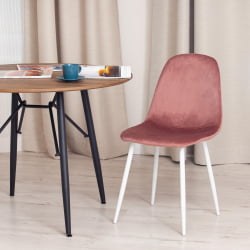 Стул со спинкой BREEZE (mod. 4724) вельвет/металл, 44 х 53 х 87 см, Coral (коралловый) HLR44 / белый