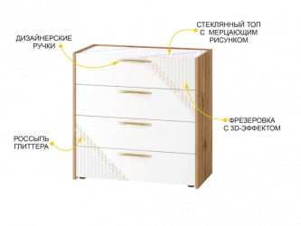 Комод Монако 903.18 Дуб Вотан / Белый шпон / Альпийский белый