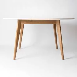 Круглый раздвижной стол Орион Plus 100x100 Эмаль белая Морилка Орех