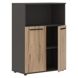 Шкаф с глухими малыми дверьми EDIS EMCS 85.3 Дуб Денвер светлый Черный Мокко