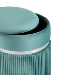 Пуф Миранда с ящиком серебро велюр Светло-бирюзовый