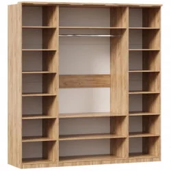 Шкаф четырехстворчатый с 4 зеркалами Фиджи 010 Дуб Золотой Белый