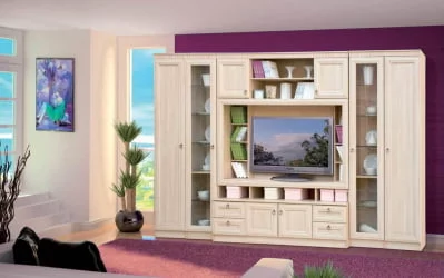 Модульный шкаф в гостиную 603  Денвер светлый