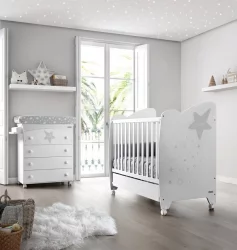 Комод Micuna Estela пеленальный B-970 white/grey матрасик grey stars