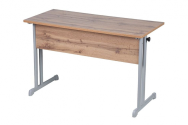 Парта двухместная с прямыми углами (рост 6) Белая ЛДСП/Серая кромка/Металл Серый