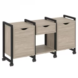 Тумба на колесных опорах наборная. Вариант №7 LOFT VR.L-TN-7.K Металл черный Дуб Аттик